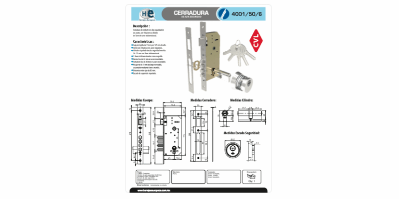 FICHA CERRADURA 4001 50 6