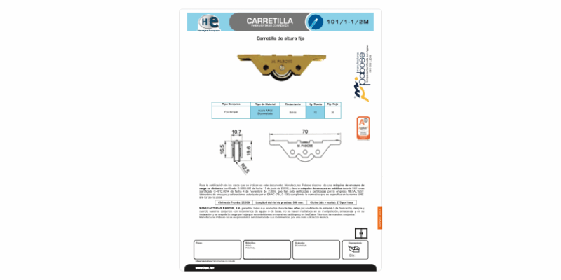 FICHA CARRETILLA 101 112M