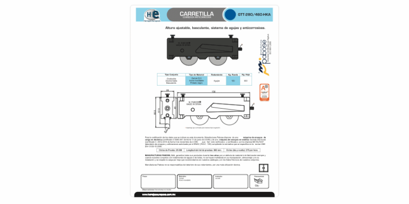 FICHA RODAMIENTO GTT 280 460 HKA