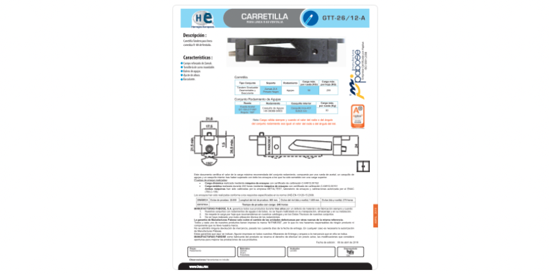 FICHA CARRETILLA GTT-26 12-A