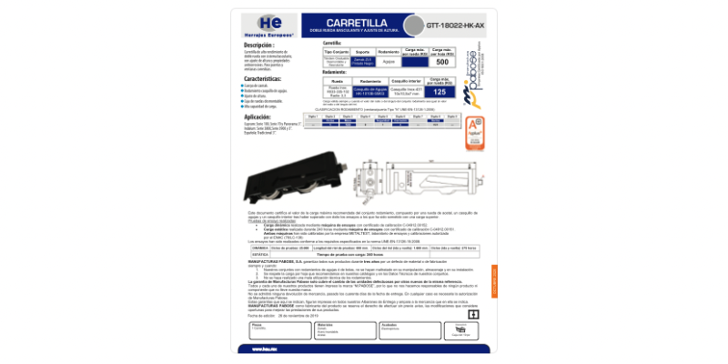 FICHA CARRETILLA RIEL INOX GTT-18022-HK-AX