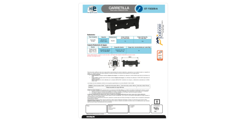 FICHA RODAMIENTO GT 15028 A