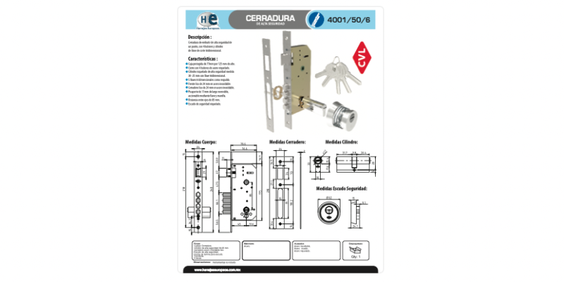 FICHA CERRADURA 4001 50 6