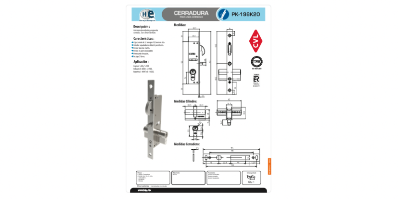 FICHA CERRADURA PK 198K20