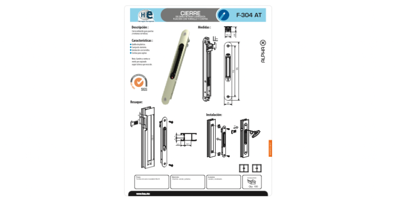 FICHA CIERRE EMBUTIDO F 304 AT