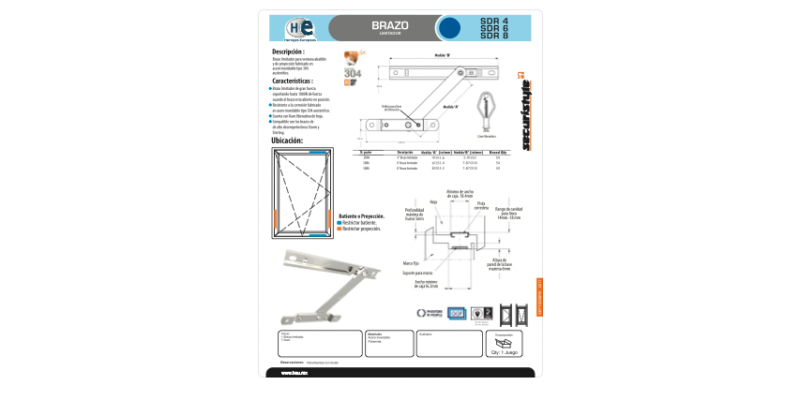 FICHA BRAZO LIMITADOR SDR