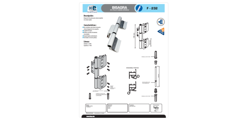 FICHA BISAGRA F 232