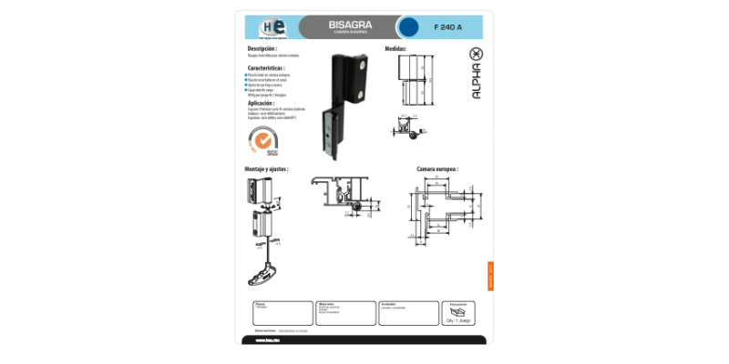 FICHA BISAGRA F 240 A