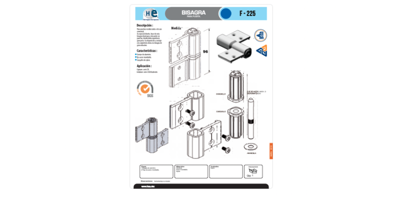 FICHA BISAGRA F-225