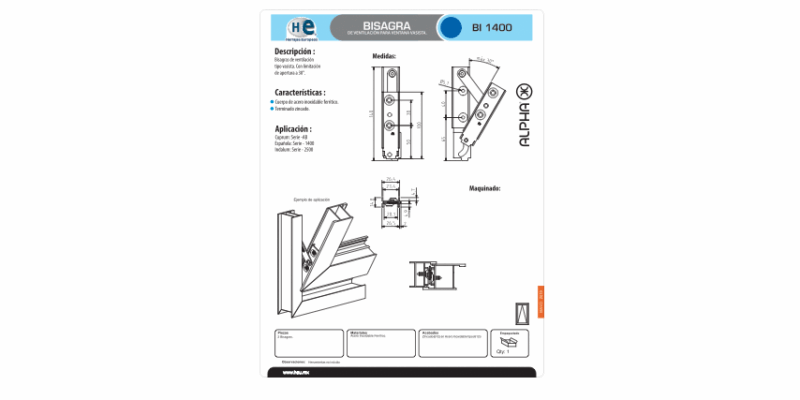 FICHA BISAGRA BI 1400