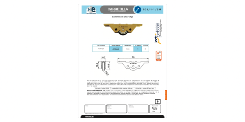 FICHA CARRETILLA 101 112M