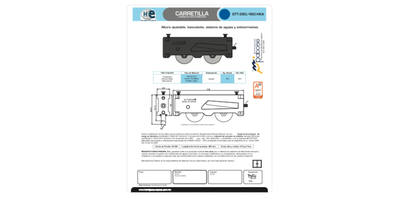 FICHA RODAMIENTO GTT 280 460 HKA