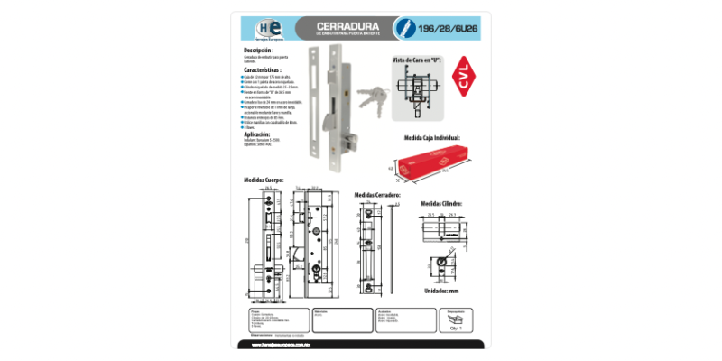 FICHA CERRADURA 196 28 6U26