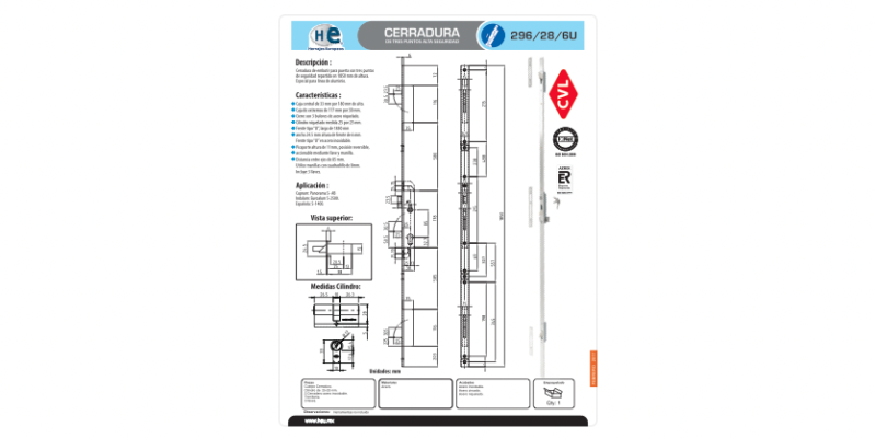 FICHA CERRADURA 296 28 6U