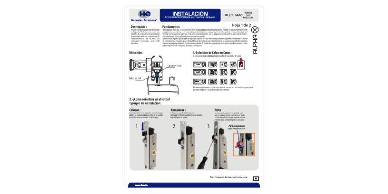 FICHA MULT MAC. INSTALACIÓN CALZOS BOTÓN FALSA ANTI MANIOBRA LINES 4600