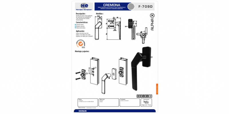 FICHA MANILLA ACODADA DERECHE F 709 D E IZQUIERDA F-709 E